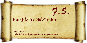 Forján Sándor névjegykártya