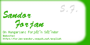 sandor forjan business card